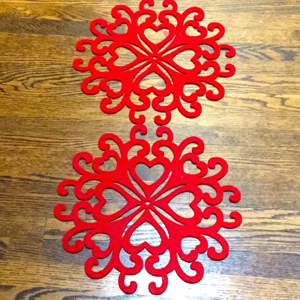 Pier One Red Felt Placemats/Trivet Set of Two NWT